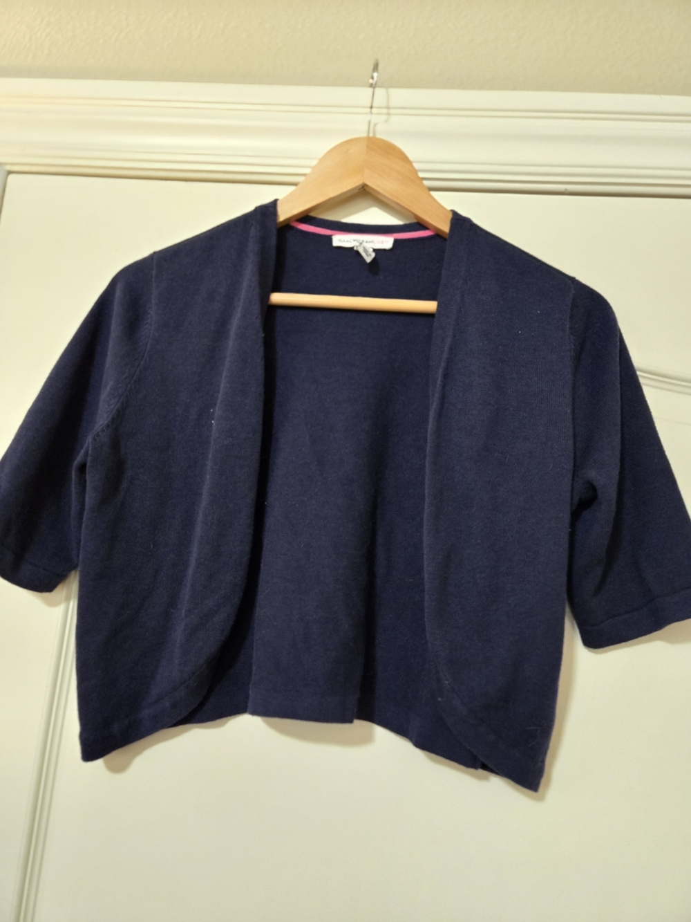 Isaac Mizrahi Navy Open-Front Cropped Cardigan